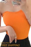 Tops, Summer Solid Color Sleeveless Strapless Ribbed Pullover Casual Vest for Adult