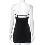 Black Tube White Bow Mini Dress-Outfit