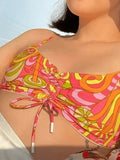 Wave Floral Print Bikini Set-Outfit