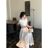 Fongt Feeling Irregular Collar Design Oblique Shoulder To Waist Dress Women's Summer 2025 New Fashion Elegant Trend