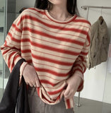 Vintage Striped Oversized Long Sleeve Tee-Outfit