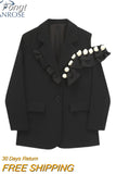 Style Woman Off Shoulder Ruffle Suits Jackets 2023 Autumn Long-Sleeved Fashionable Jacket Oversize Loose Outerwear
