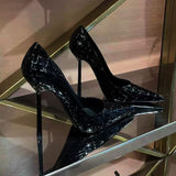 Fongt New High-Heeled Women's Summer With Skirt Black Fine And Spring And Autumn New Red Primer Leather Tip Sexy Job