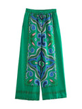 Summer Halter Scarf Blouse Printed Vertical Trousers Set-Outfit