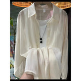 Fongt New Fashion Clothes Beaded Sunscreen Women Loose Lantern Sleeve Shirt Senior
