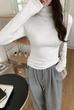 High-Collar Slim Long-Sleeved T-Shirt Female Chunqiu New Style Slim Undershirt With Chic
