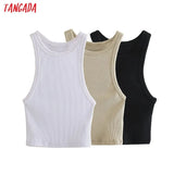 2021 Summer Women Solid Basic Cropped Tanks Top Sleeveless Backless Female Tops