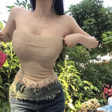 Solid Color Korean Version Sleeveless Tube Top Women's Camisole-Outfit