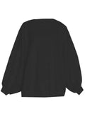 Casual Solid Sweatshirt Round Neck Long Puff