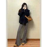 Fongt Temperament Vintage Knitted Sweater Asymmetric Knitted Cardigan Jacket Woman 2025 New Autumn And Winter
