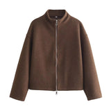 Fongt Spring And Autumn Sports Jacket Collar Loose Long-Sleeved Women's Hair Jacket Jacket Coat B88688