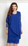 Size Solid Color Stitching Basic Model 3/4 Sleeve Fashion Slim Evening Party
