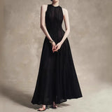 Fongt Temperament Famous Wind Dress Woman 2025 Spring And Summer New Fashion Lace Splicing High-End Sense Collar Sleeveless Long