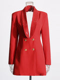 Famous Wind Deep V-Rece Collar Waist Suit Suit 2025 Summer New Temperament Heavy Industry Hot Diamond Design Suit Jacket