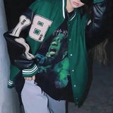 Varsity Lettering Embroidery Jacket-Outfit