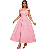 Fongt Women's Elegant Bow Dress T-Shirts With High-Waist A Party Evening Dress Party Dresses