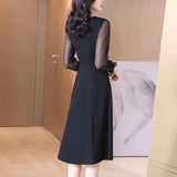 2023 New Women's Spring Black Dress High-End Atmosphere Slim Retro Hepburn Style Little Black Dress Early Spring-Outfit