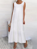 2022 Summer Maxi Long Dress Bohemian See-through Women Ruffles Beach Sundress Casual Loose Sleeveless Thin Party
