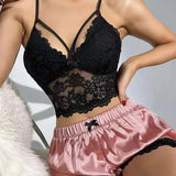 2024 New Sling Lace Vest Lace Lace Blouse Lace Shorts Two-Piece Pajamas