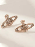 Rhinestone Planet Design Earring-Outfit