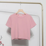 Real-Apamine Solid Short-Sleeved T-Shirt Burst Small Short Sweet Spicy Slim Slim Thin Collar Top