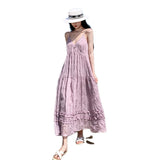 Purple Collar Sling Dress Female Summer Seaside Vacation Gentle Wind Dew Back Tea Break Fairy Long Skirt-Outfit