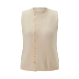 Sleeveless Knit Button Top-Outfit