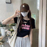 Fongt Girls Hollow Out Short T-Shirt Female Summer 2024 New Design Sense Slim Slim Short-Sleeved Student