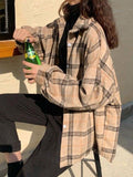 Checkered Print Button Blouse-Outfit