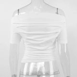 Off-shoulder Short Sleeve Top-Outfit
