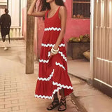 Fongt Summer New Simple U-Word Collar Ripple With Chest Solid Color A-Word Slip Skirt-88003-Outfit