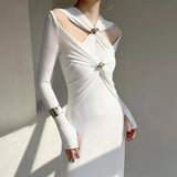 Fongt Autumn New Temperament Sister Style Dress Design Bump Color Thin Knitted Dress Female Match