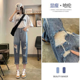 Fongt Blue Harun Jeans, New Fall 2024, High Waist, Slim, Loose And Pierced Dad Pants-Outfit