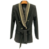 Fongt Fashion Star New Hot Metal Sheet Belt Green Fruit Collar Long Blazer