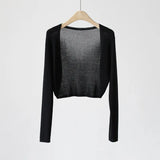 Fongt Silk Knitted Jersey Coat Women's Summer Shawl Spring With Thin Shoulder Air-Conditioning Shirt Short