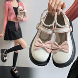 Fongt Leather Shoes Girl JK Cute Girl Lolita Princess Shoes With Skirt Thick Bottom Shallow Mouth Small Single Shoes