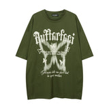 Vintage Butterfly Print Oversized T-shirt-Outfit