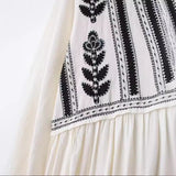 Spring Embroidered V-Neck Short-Sleeved Dress 1821022-Outfit