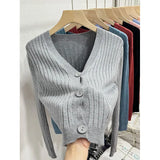Fongt Knitted V-Necked Cardigan Trend New Thin Shirt Sweater Coat Short Top