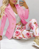 2023 Women's Pant Sets Formal Business Double Breasted Blazers Jacket Pants 2 Piece Set Solid Elegant Ladies Pant Suits