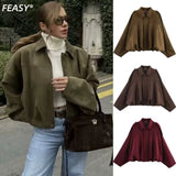 Fongt Women's 2025 Fashion Pilot Jacket Bat Sleeve Zipper Casual Jacket