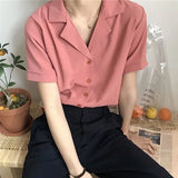 Short Sleeve V Neck Casual Office Lady White