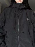 Black Waterproof Oversize Outdoor Jacket with
