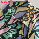 Women Retro Flowers Print Oversize Summer Shirt Short Sleeve 2021 Chic Female Short Blouse Shirt Tops