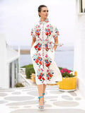 Fongt Women's New Printed Dress Elegant T-Shirt With Flip-Flops 8056