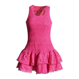 Fashion Suspension Short Dress 2025 Spring New Sexy Fang Collar Sleeveless Design With Lotus Leaf Edge