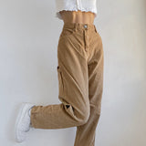 Retro Brown Drape High Waist Pants-Outfit