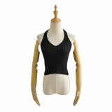 New Multicolor V-Collar Neck Suspender Summer Solid Color Bare Back Short Style Exposed Navel Wiped Chest Girl-Outfit