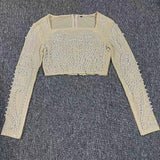 New Atmospheric Sexy Women's Suit Soaked Beads With Evening Dress Tie Small Dress