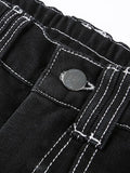 Pocket Stitched High Waist Cargo Jeans-Outfit